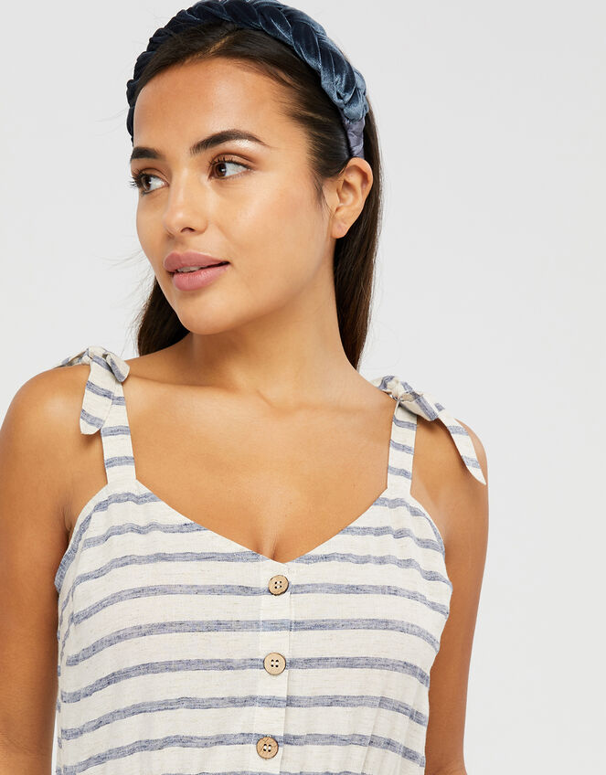 Cotton Stripe Jumpsuit, Natural (NATURAL), large