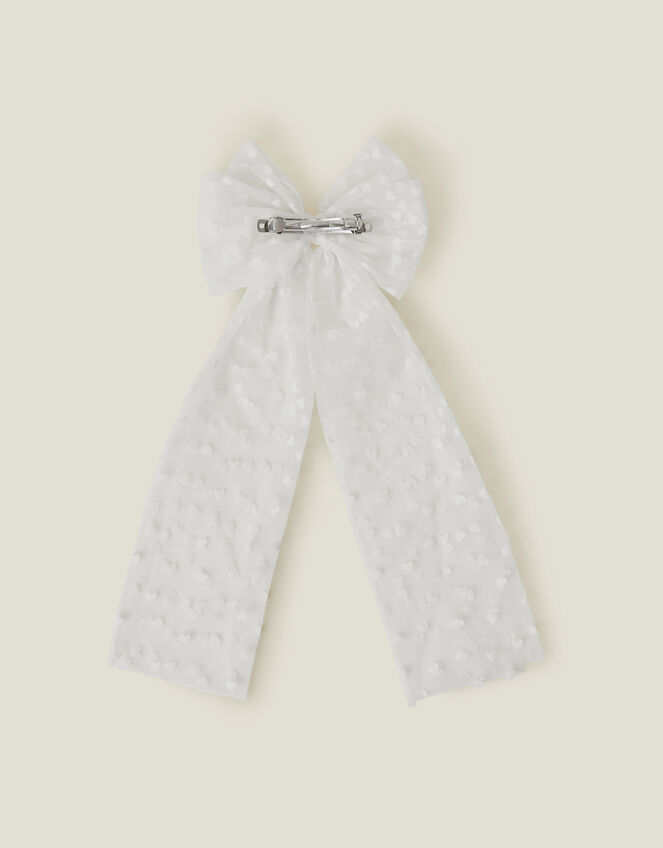 Bridal Heart Bow Barrette Hair Clip, , large