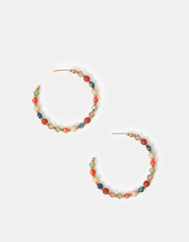 Mix Bead Hoop Earrings, , large