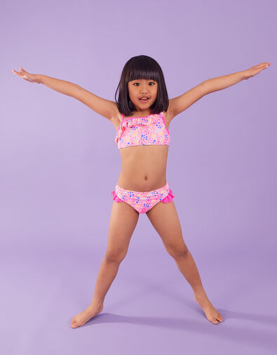 Kids Ditsy Print Asymmetrical Bikini , Multi (BRIGHTS-MULTI), large
