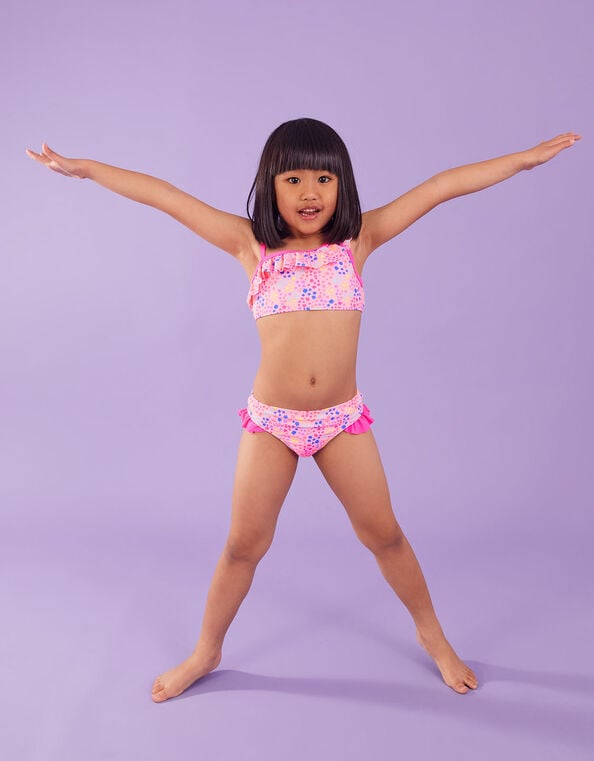 Kids Ditsy Print Asymmetrical Bikini , Multi (BRIGHTS-MULTI), large