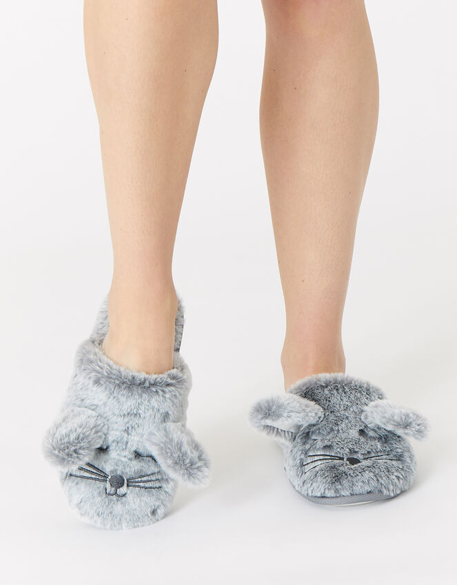 Bunny Mule Slippers, Grey (GREY), large