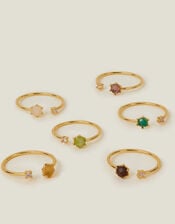 14ct Gold-Plated Adjustable Birthstone Ring, Gold (GOLD), large