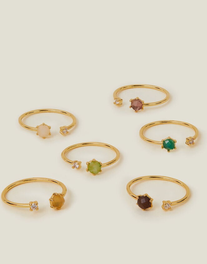 14ct Gold-Plated Adjustable Birthstone Ring, Gold (GOLD), large