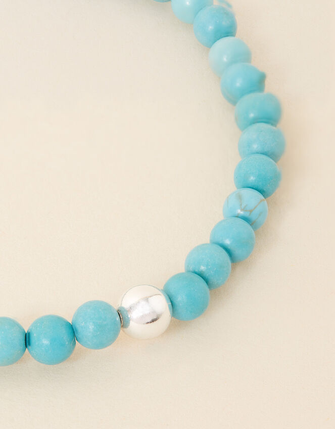 Sterling Silver Turquoise Beaded Bracelet, , large