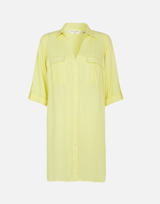 Long Sleeve Beach Shirt, Yellow (YELLOW), large
