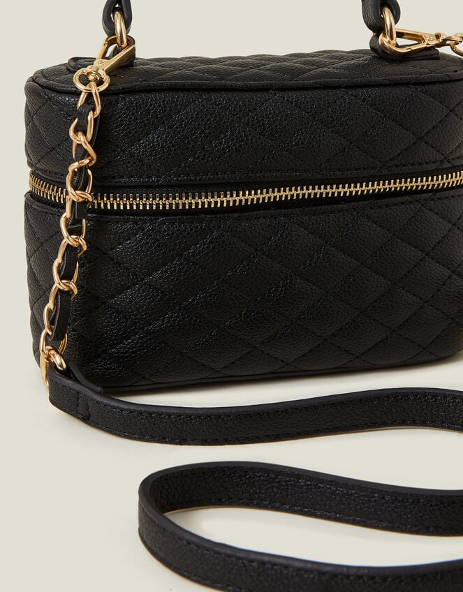Quilted Top Handle Cross-Body Bag, Black (BLACK), large