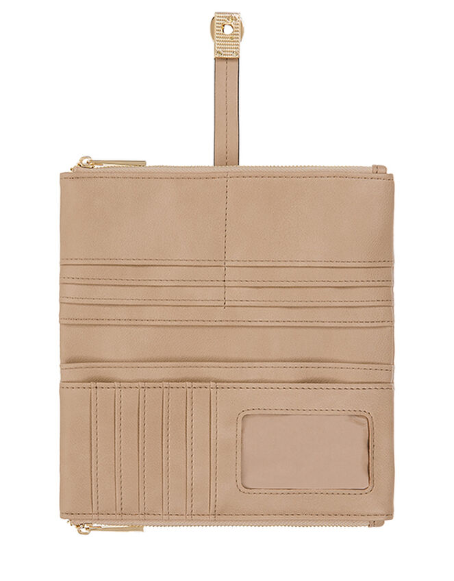 Push-Lock Faux Leather Wallet, Nude (NUDE), large