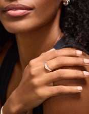 Sterling Silver Diamanté Signet Ring, Silver (ST SILVER), large