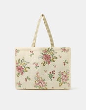 Embroidered Quilted Shopper Bag, , large