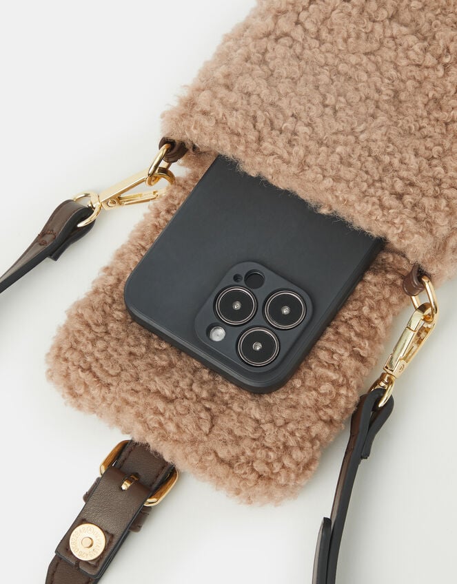 Faux Shearling Phone Bag, , large