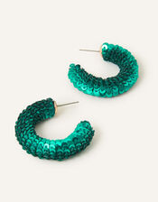 Disco Sequin Hoop Earrings, , large