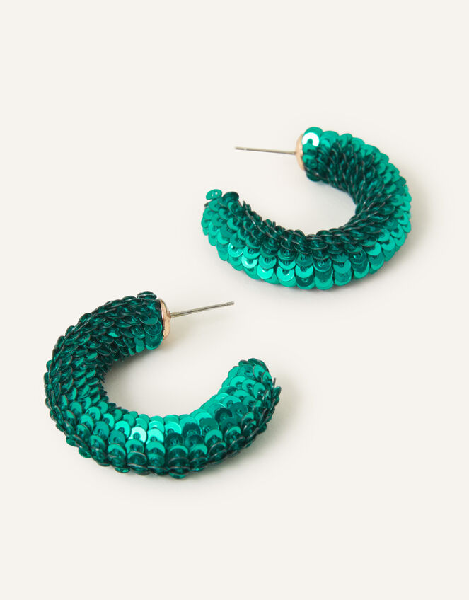 Disco Sequin Hoop Earrings, , large