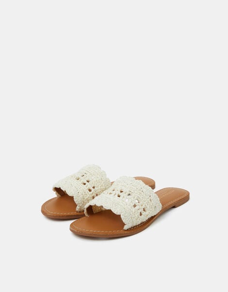 Crochet Sliders Cream, Cream (CREAM), large