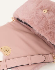 Faux Fur Cross-Body Shoulder Bag, Pink (PALE PINK), large
