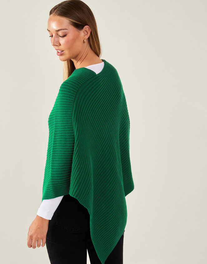 Ribbed Poncho, Green (GREEN), large