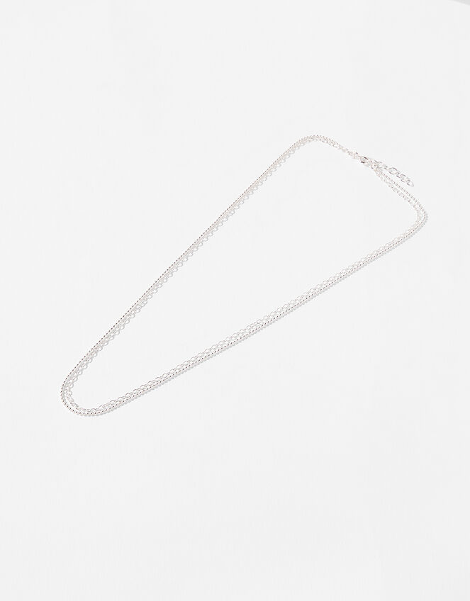 Sterling Silver Double-Layered Chain Necklace, , large