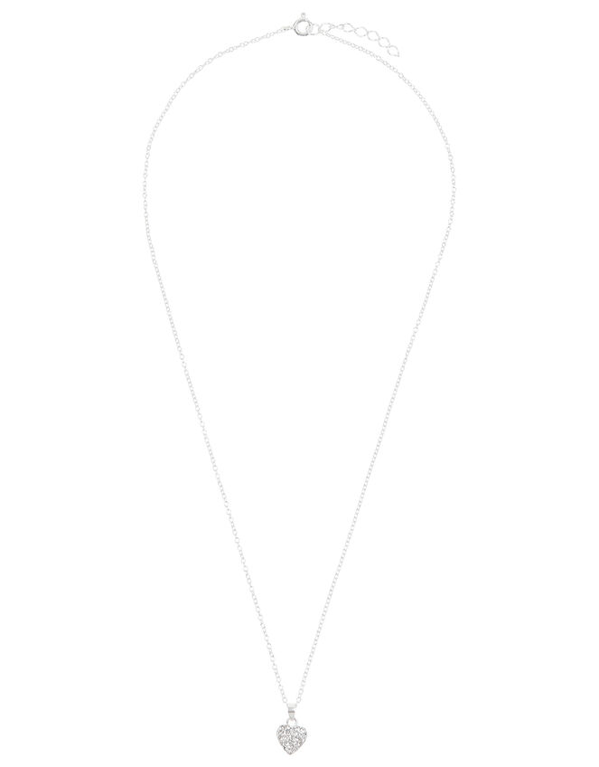 Sterling Silver Sparkle Heart Necklace, , large