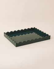 Large Glossy Wooden Tray with Scalloped Edge, , large