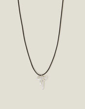 Sterling Silver-Plated Bow Cord Necklace, , large
