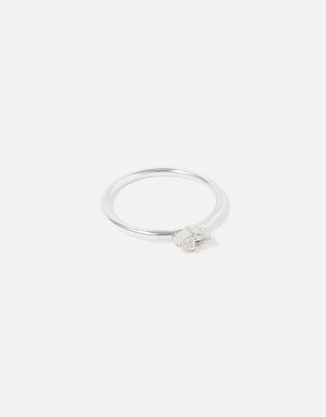 Sterling Silver Navette Single Band Ring, Silver (ST SILVER), large