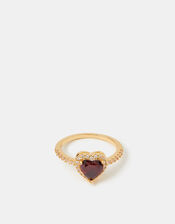 Cubic Zirconia Heart Ring, Red (RED), large