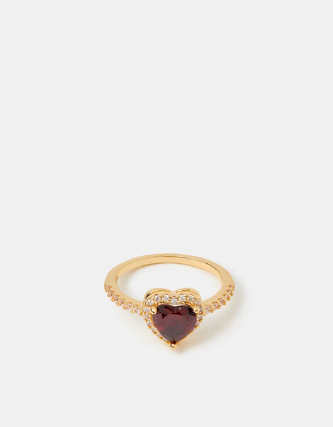Cubic Zirconia Heart Ring, Red (RED), large