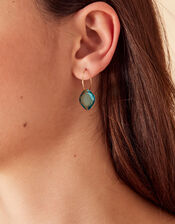 Beaded Glass Drop Hoops, , large