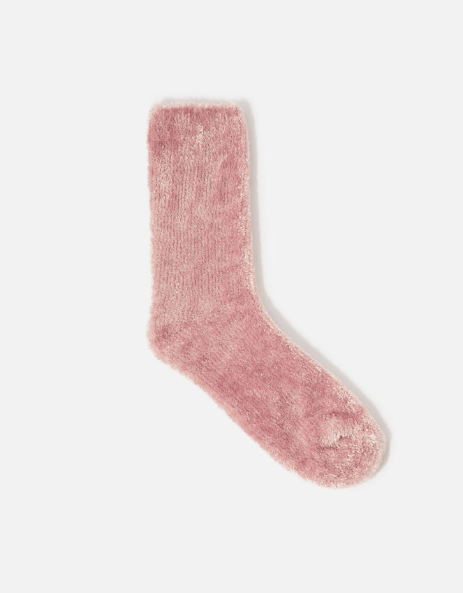 Fluffy Chenille Cosy Ankle Socks, Pink (PINK), large