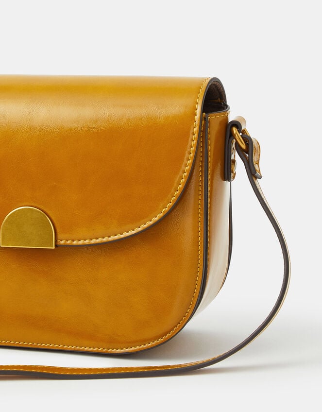 Patent Crossbody Bag, Yellow (OCHRE), large