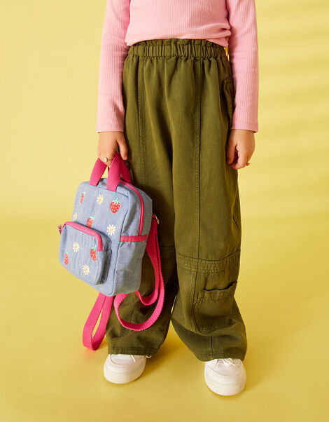 Kids Chambray Strawberry Backpack , , large
