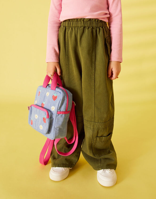 Kids Chambray Strawberry Backpack , , large