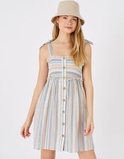 Stripe Button Bandeau Dress, Multi (PASTEL-MULTI), large