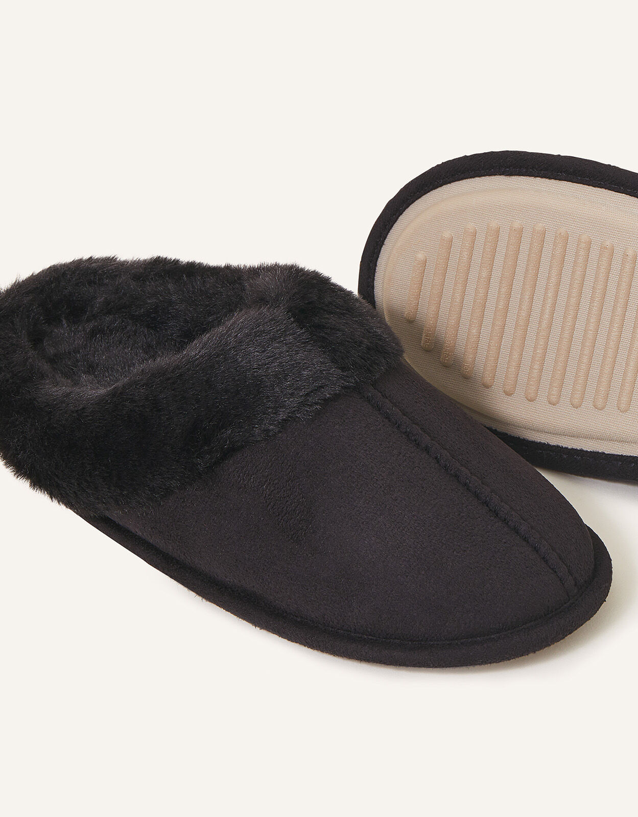 Faux Fur Mule Slippers Black Slippers Accessorize ROI