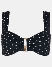 Polka Dot Bandeau Bikini Top, Black (BLACK WHITE), large