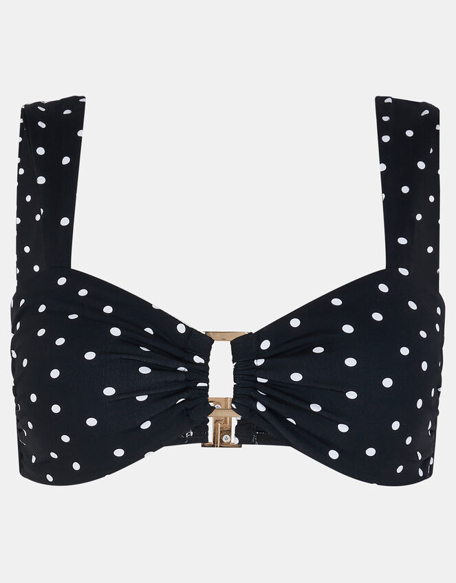 Polka Dot Bandeau Bikini Top, Black (BLACK WHITE), large