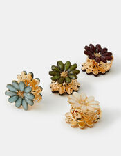 4-Pack Mini Jewel Flower Claw Clips, , large
