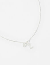 Sterling Silver Heart Initial Necklace - Z, , large