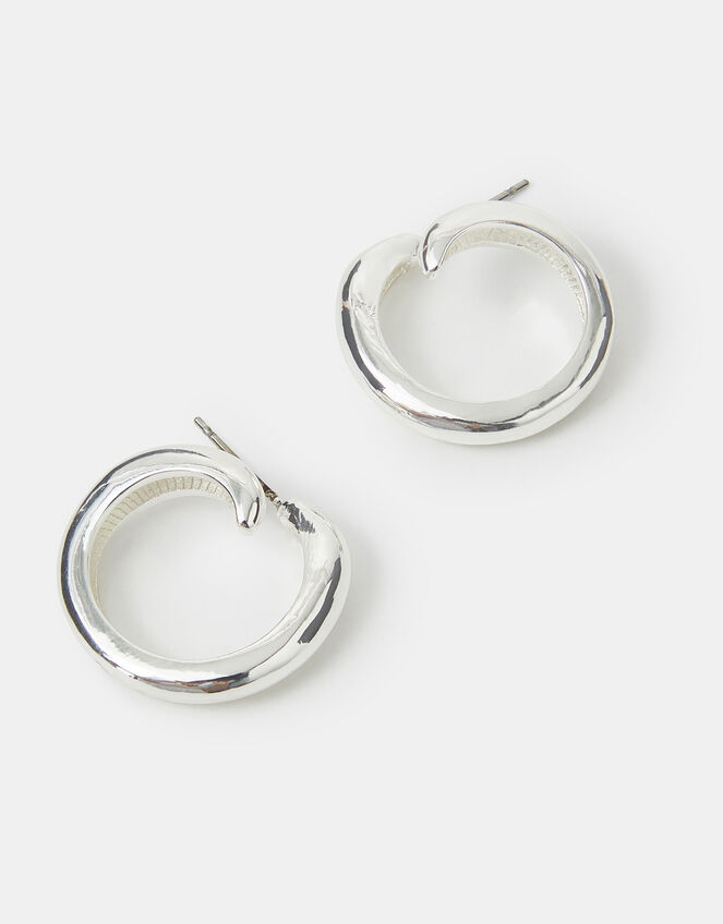 Swirl Hoop Earrings, Silver (SILVER), large