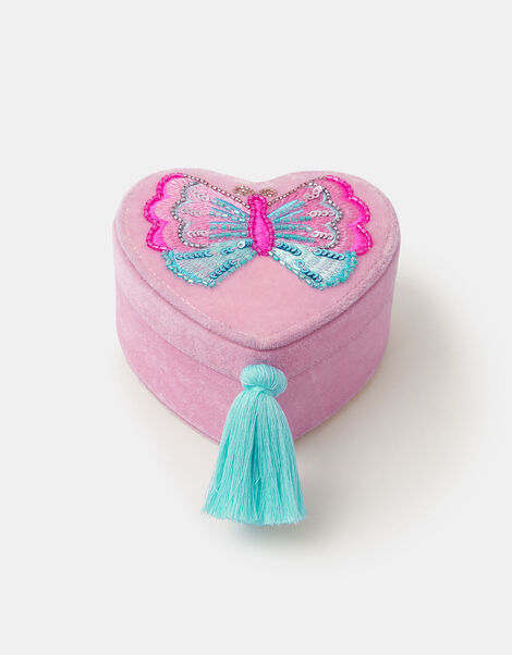 Girls Butterfly Heart Jewellery Box, , large