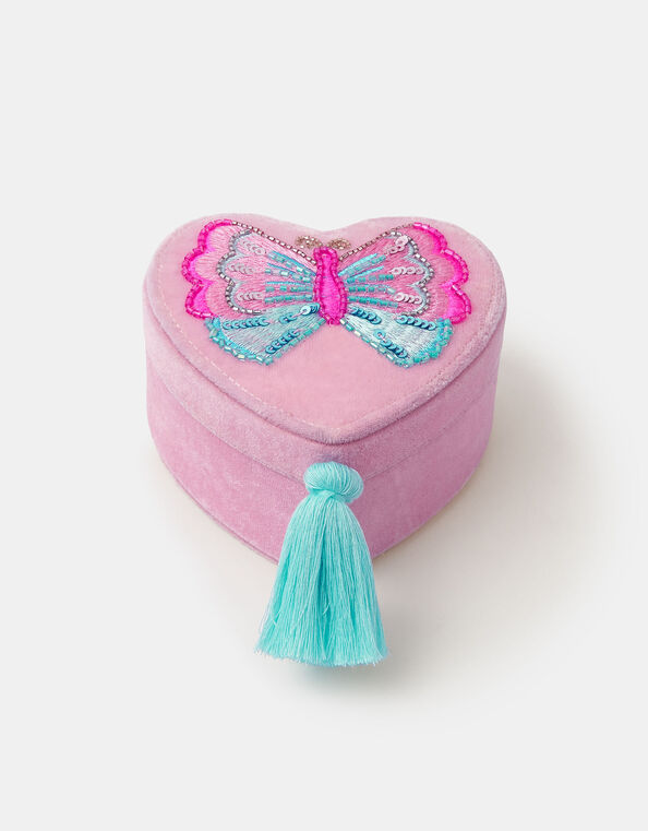 Girls Butterfly Heart Jewellery Box, , large