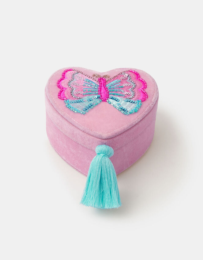 Girls Butterfly Heart Jewellery Box, , large