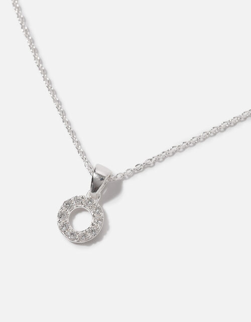 Sterling Silver Sparkle Circle Pendant Necklace, , large