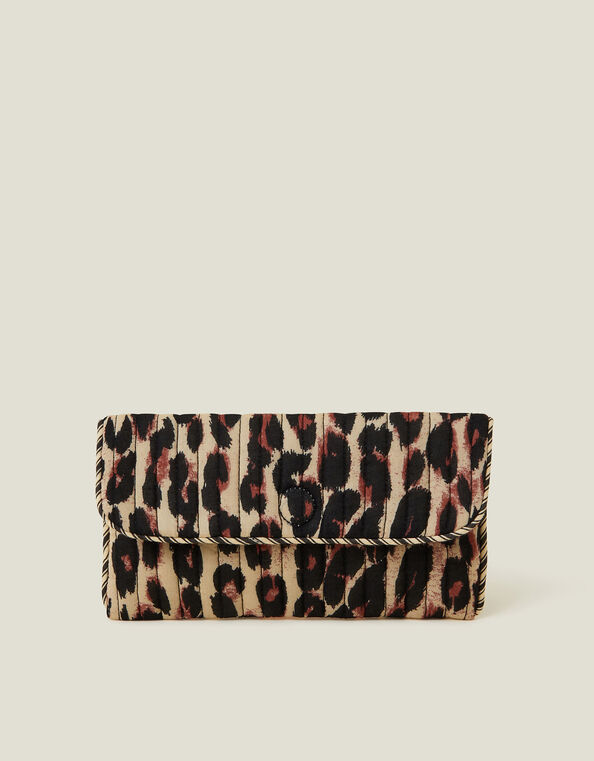 Quilted Leopard Print Soft Sunglasses Case, , large