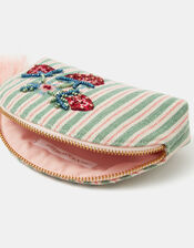 Embellished Strawberry Stripe Coin Purse, , large