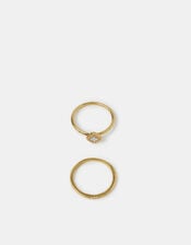 2-Pack 14ct Gold-Plated Mother of Pearl Clover Rings, Gold (GOLD), large