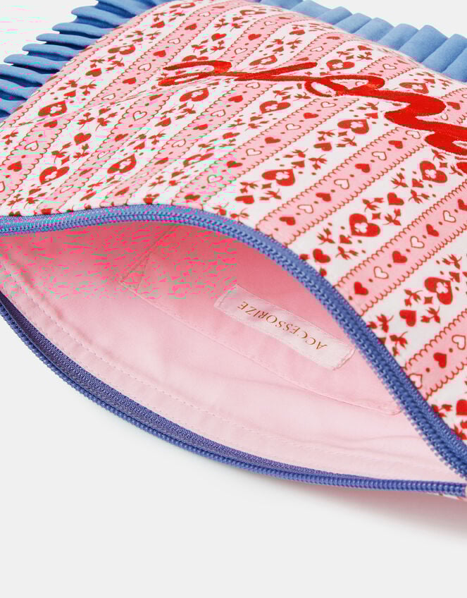 Heart Print Frill Edge Pouch, , large