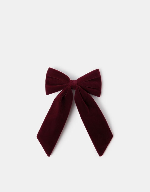 Velvet Bow Barrette Hair Clip, , large