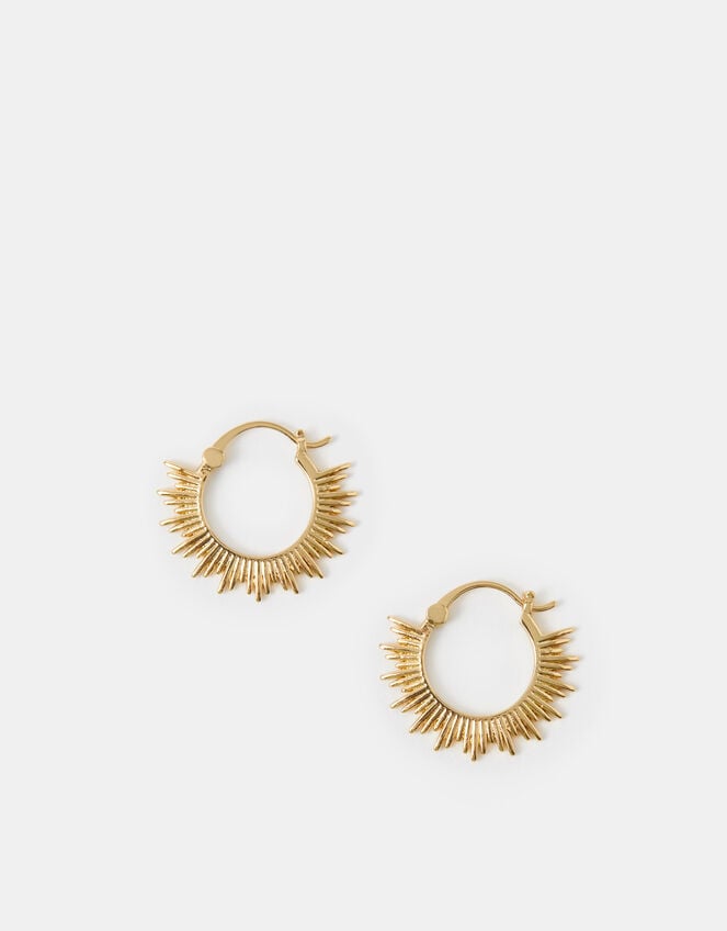 14ct Gold-Plated Sun Hoop Earrings, , large