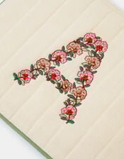 Embroidered Initial Quilted Pouch , Natural (NATURAL), large